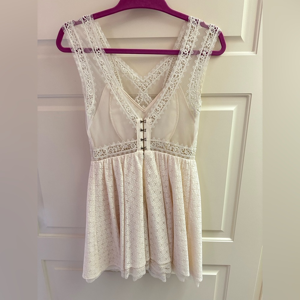 Free People Victoria Ecru Lace Dress in Cream - Picture 5 of 11
